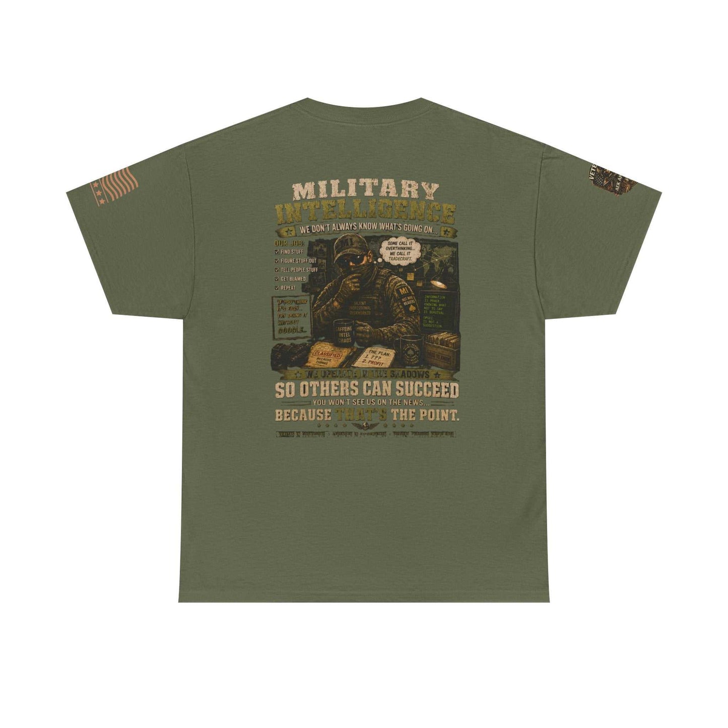 Military Intelligence Graphic Tee — Retro Soldier Design
