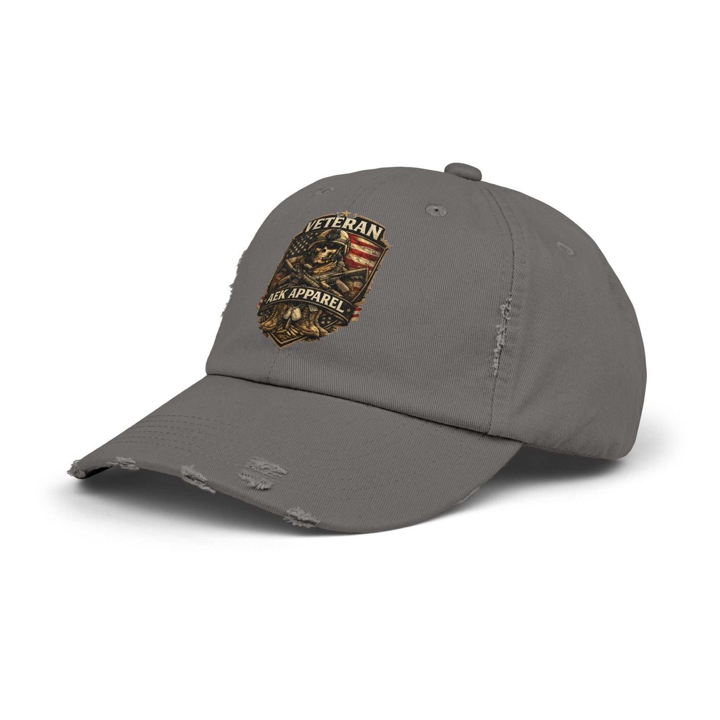 Veteran Distressed Cap - AEK Apparel Patriotic Military Hat