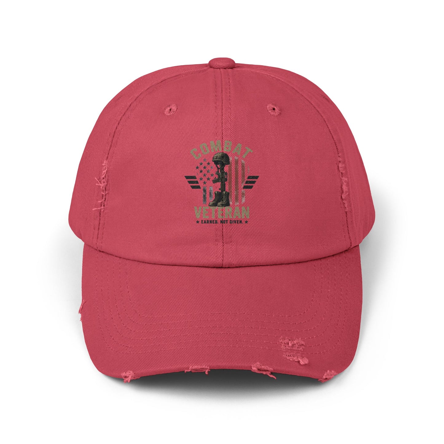 Combat Veteran Distressed Cap – American Flag Patriotic Hat