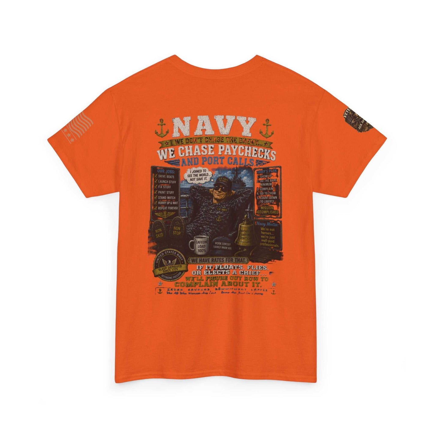 Navy Veteran Graphic Tee - 'Navy: Sea, Salt & Port Calls' Military Shirt
