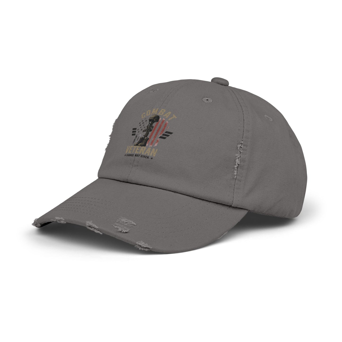 Combat Veteran Distressed Cap – American Flag Patriotic Hat