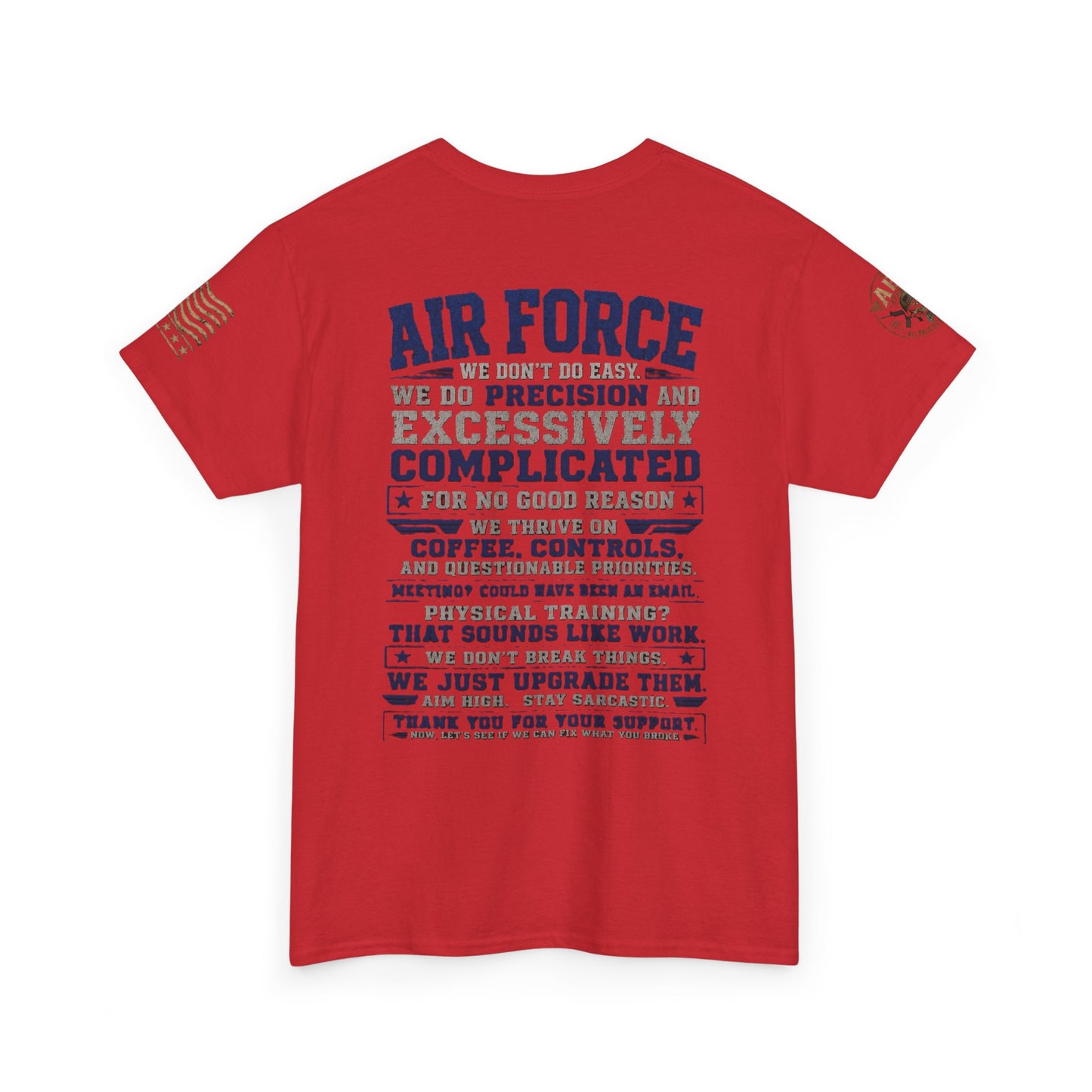 Air Force Crewneck T‑Shirt — "Air Force: Precision & Coffee" Military Graphic Tee