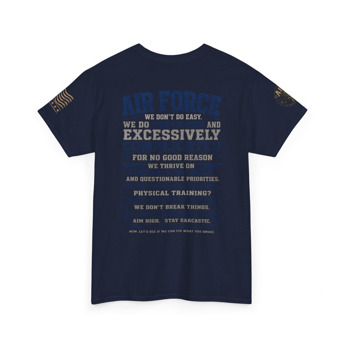 Air Force Crewneck T‑Shirt — "Air Force: Precision & Coffee" Military Graphic Tee