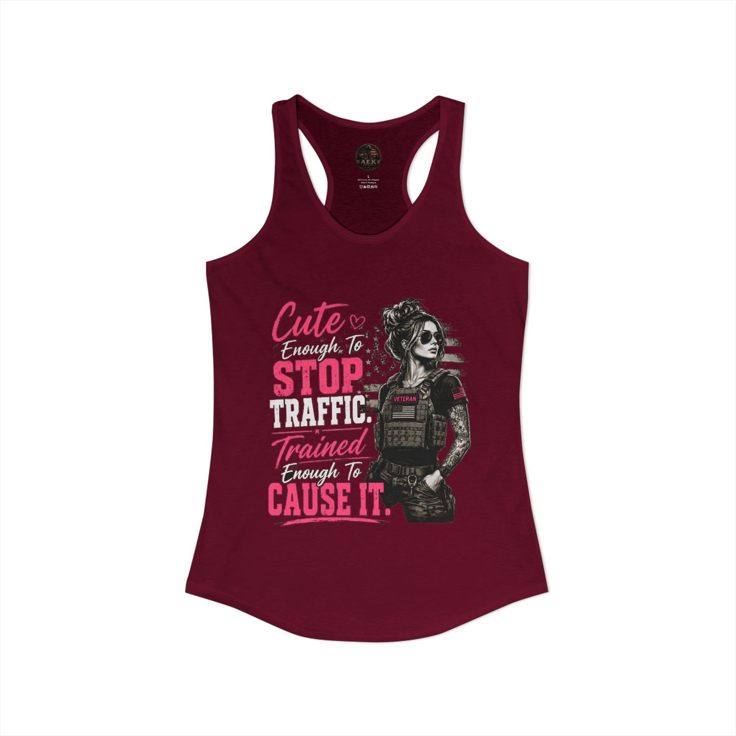 Women's Racerback Tank - "Cute Enough to Stop Traffic"
