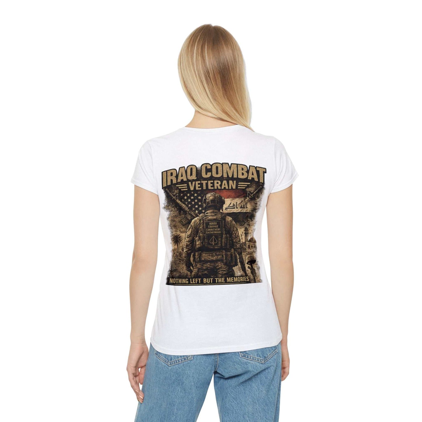 Iraq Combat Veteran Women's T-Shirt - 'Nothing Left But The Memories' Military Tribute