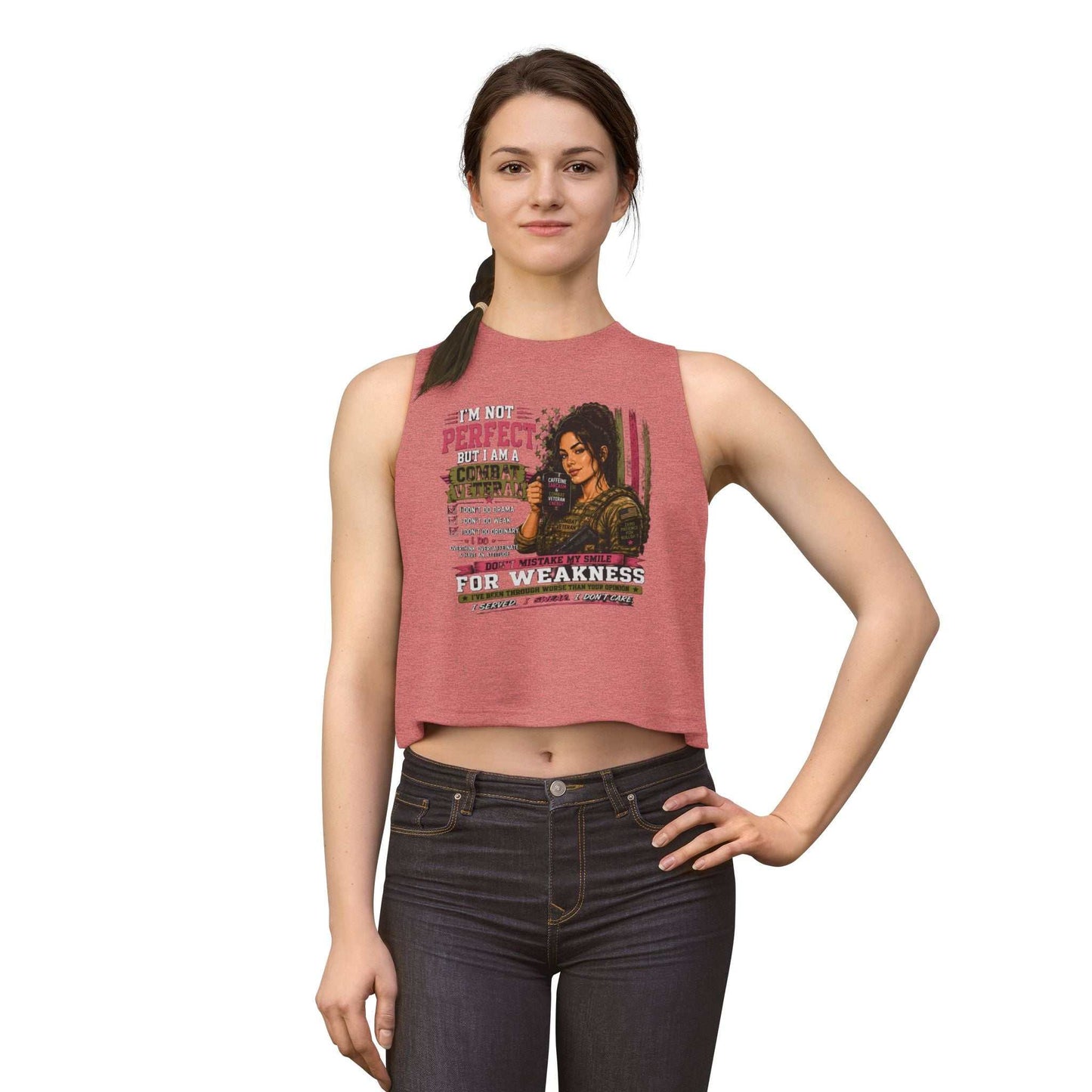 Women's Crop Top - Strong & Imperfect Graphic Tank: 'Perfect' Motivational Fitness Tee