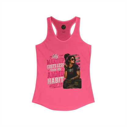 Women's Racerback Tank - "My Makeup Cost More Than My Ammo"