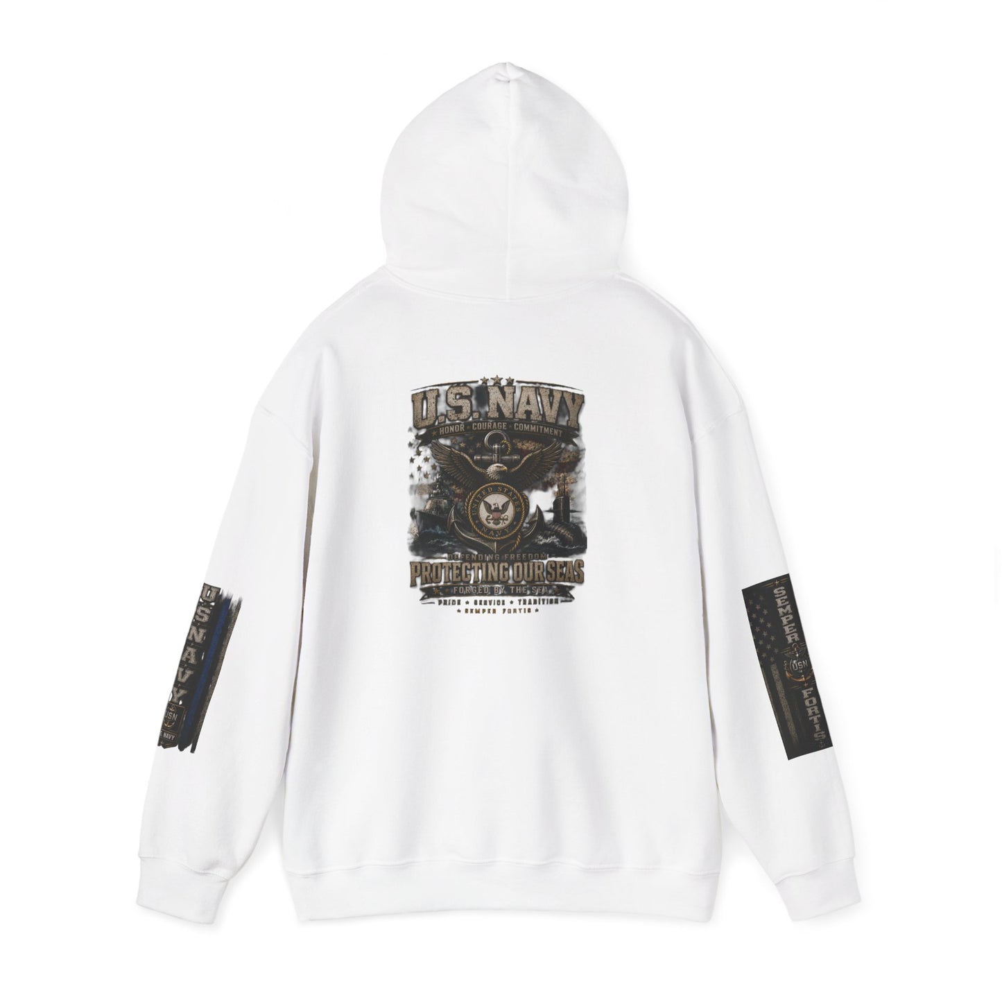 U.S. Navy Hoodie - Protecting Our Seas Sweatshirt (AEK Skull Design)
