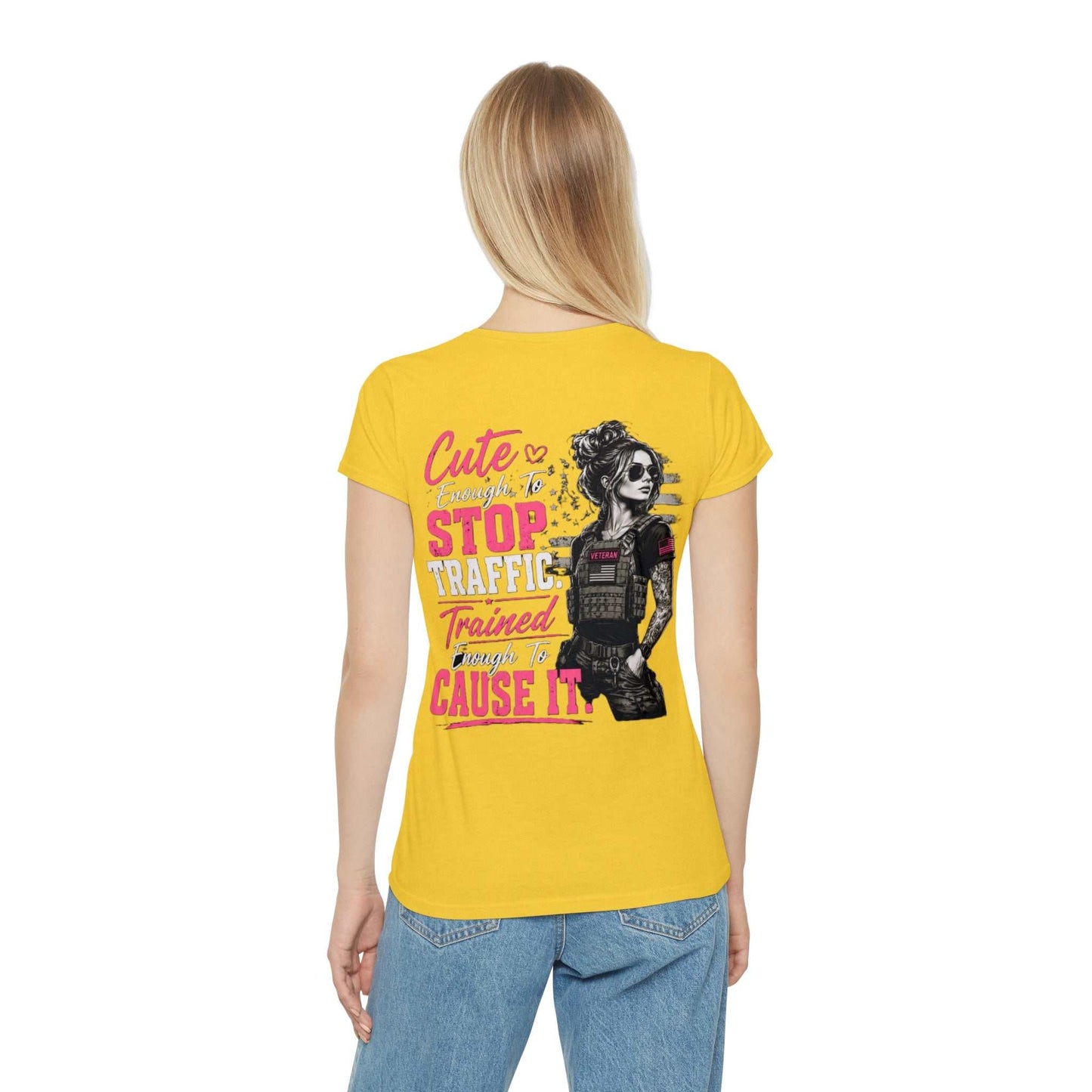 Cute Stop Traffic Trained Women's T-Shirt — Graphic Female Officer Tee