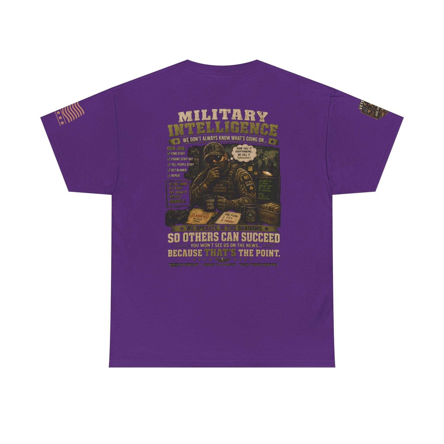 Military Intelligence Graphic Tee — Retro Soldier Design