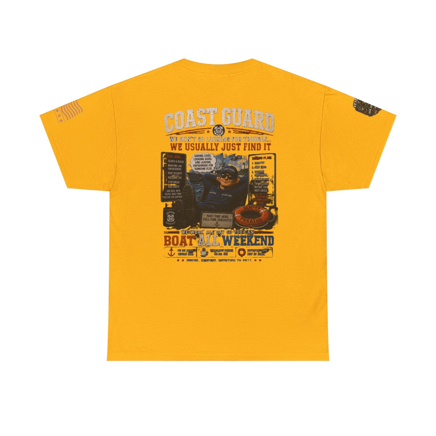 Coast Guard Boat All Weekend T-Shirt — Retro Nautical Rescue Tee