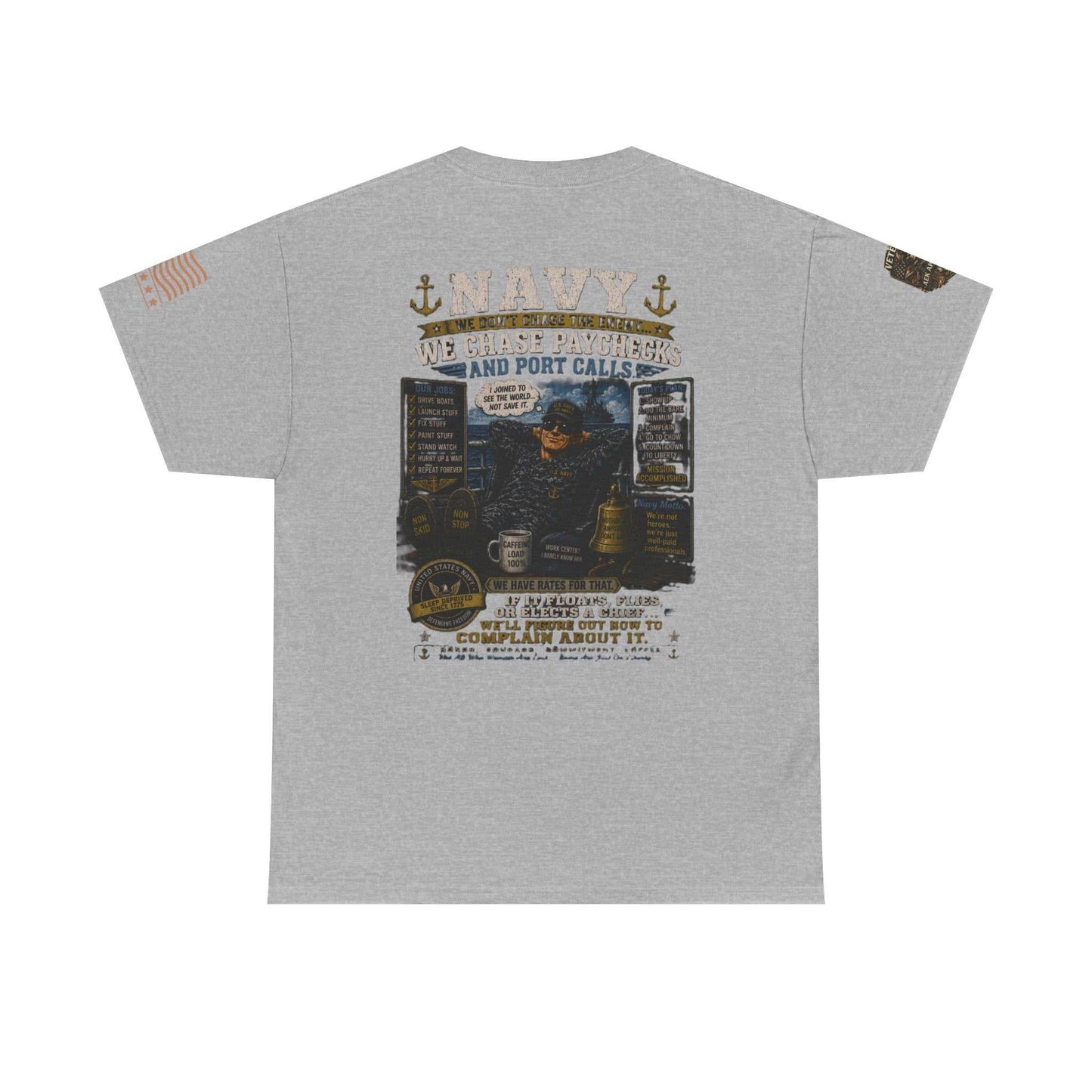 Navy Veteran Graphic Tee - 'Navy: Sea, Salt & Port Calls' Military Shirt