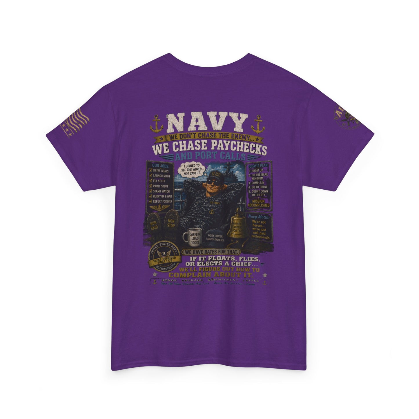 Navy Veteran Graphic Tee – 'Navy: Sea, Ports & Pride' Cotton T-Shirt