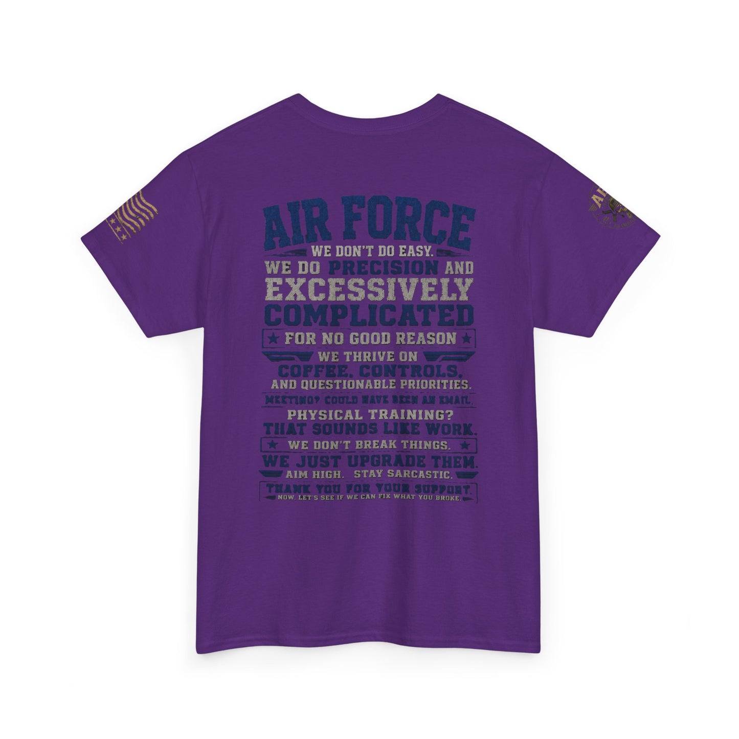 Air Force Crewneck T‑Shirt — "Air Force: Precision & Coffee" Military Graphic Tee