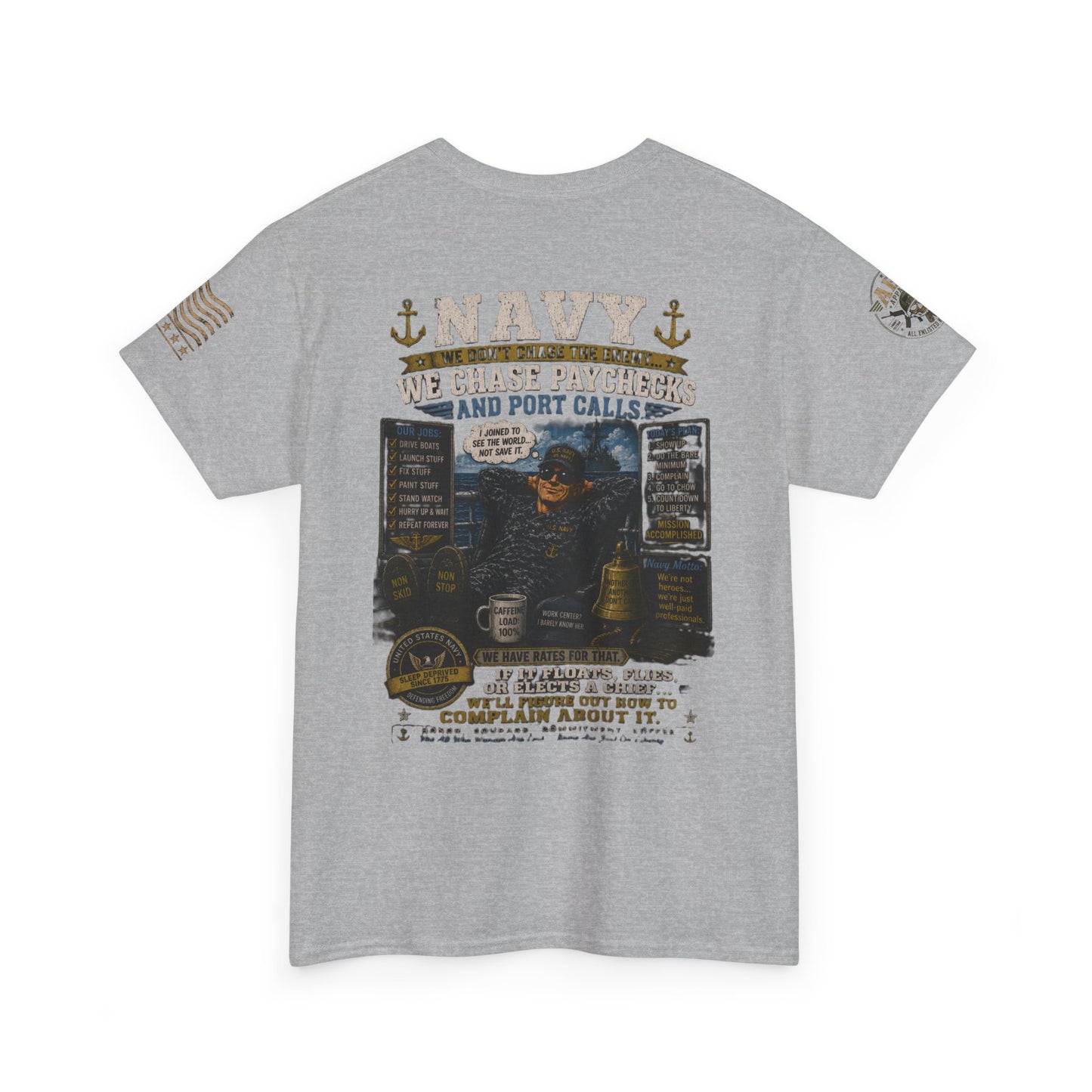 Navy Veteran Graphic Tee – 'Navy: Sea, Ports & Pride' Cotton T-Shirt