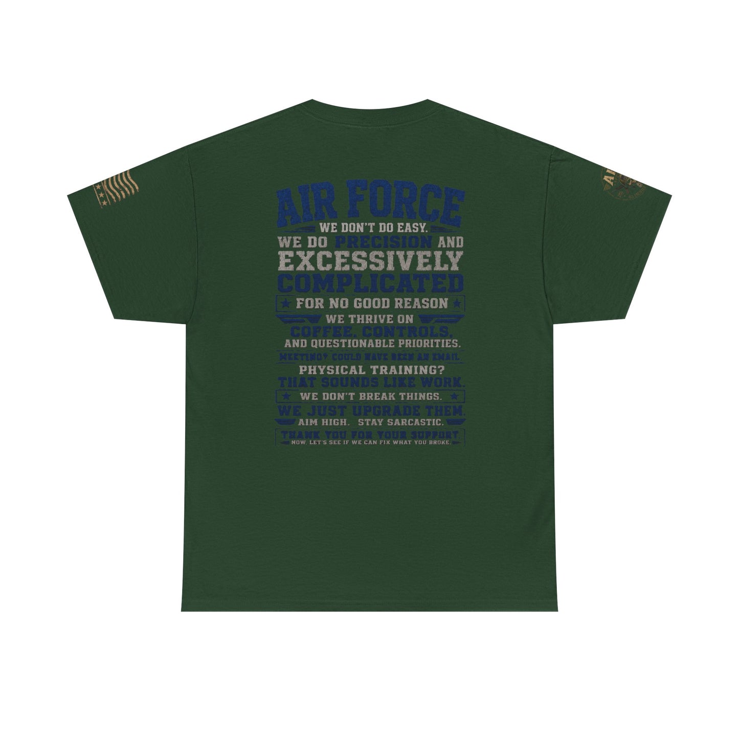 Air Force Crewneck T‑Shirt — "Air Force: Precision & Coffee" Military Graphic Tee
