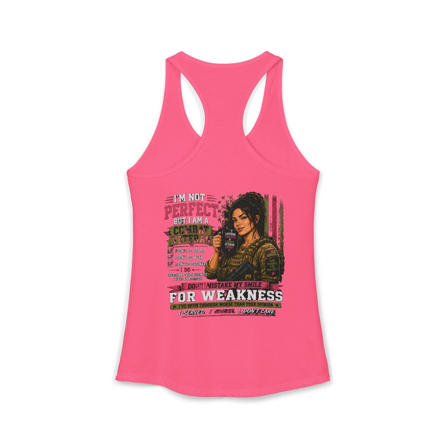 Women's Ideal Racerback Tank - 'I Am Not Perfect, I Am A Combat Veteran'