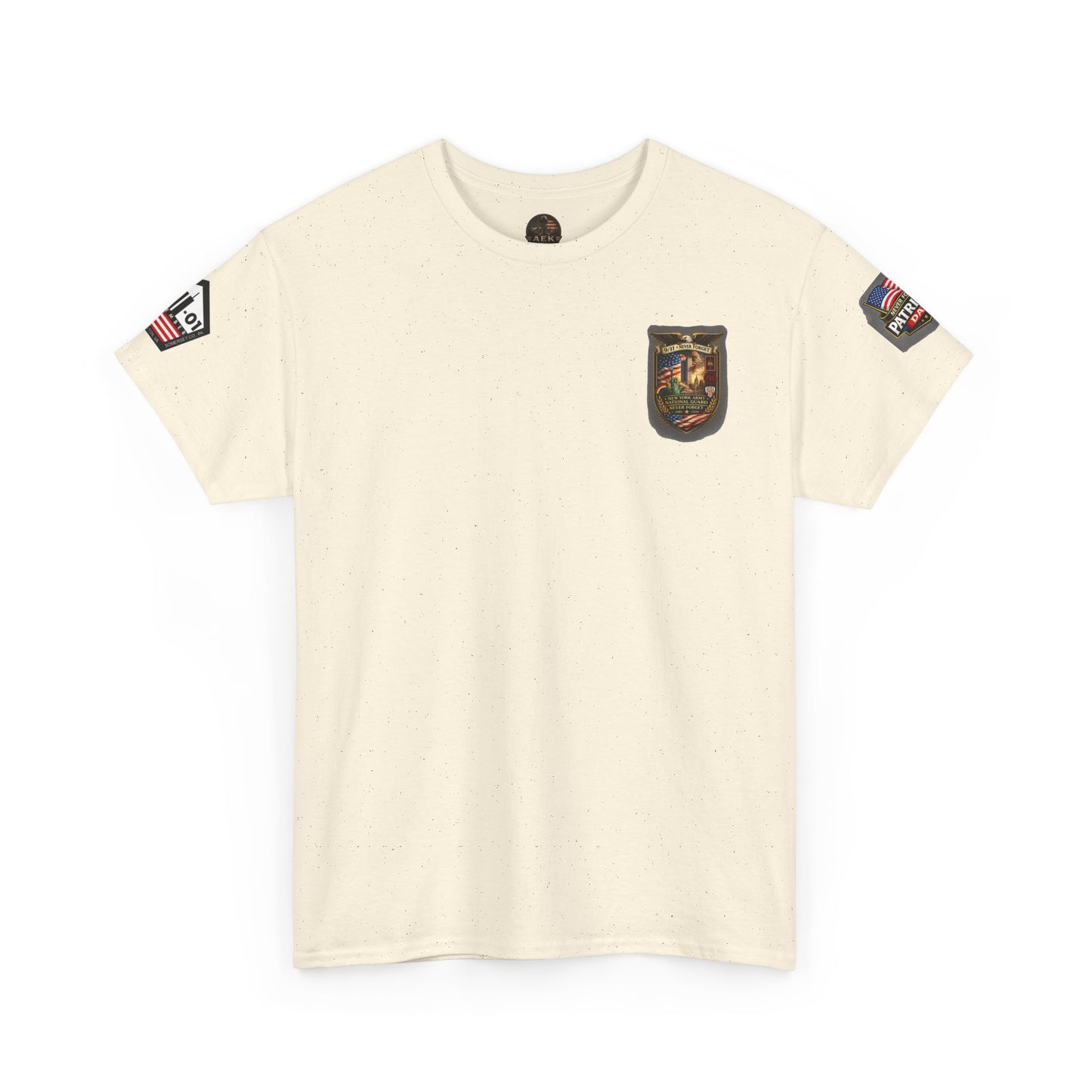 NYARNG Patriots Day Memorial Tee – "Never Forget" 25th Anniversary American Flag Shirt