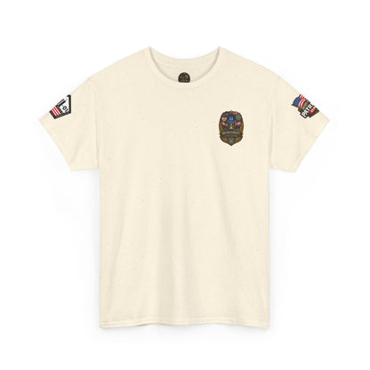 NYPD, FDNY, PAPD-NYNJ Patriots Day Memorial Tee – "Never Forget" 25th Anniversary American Flag Shirt