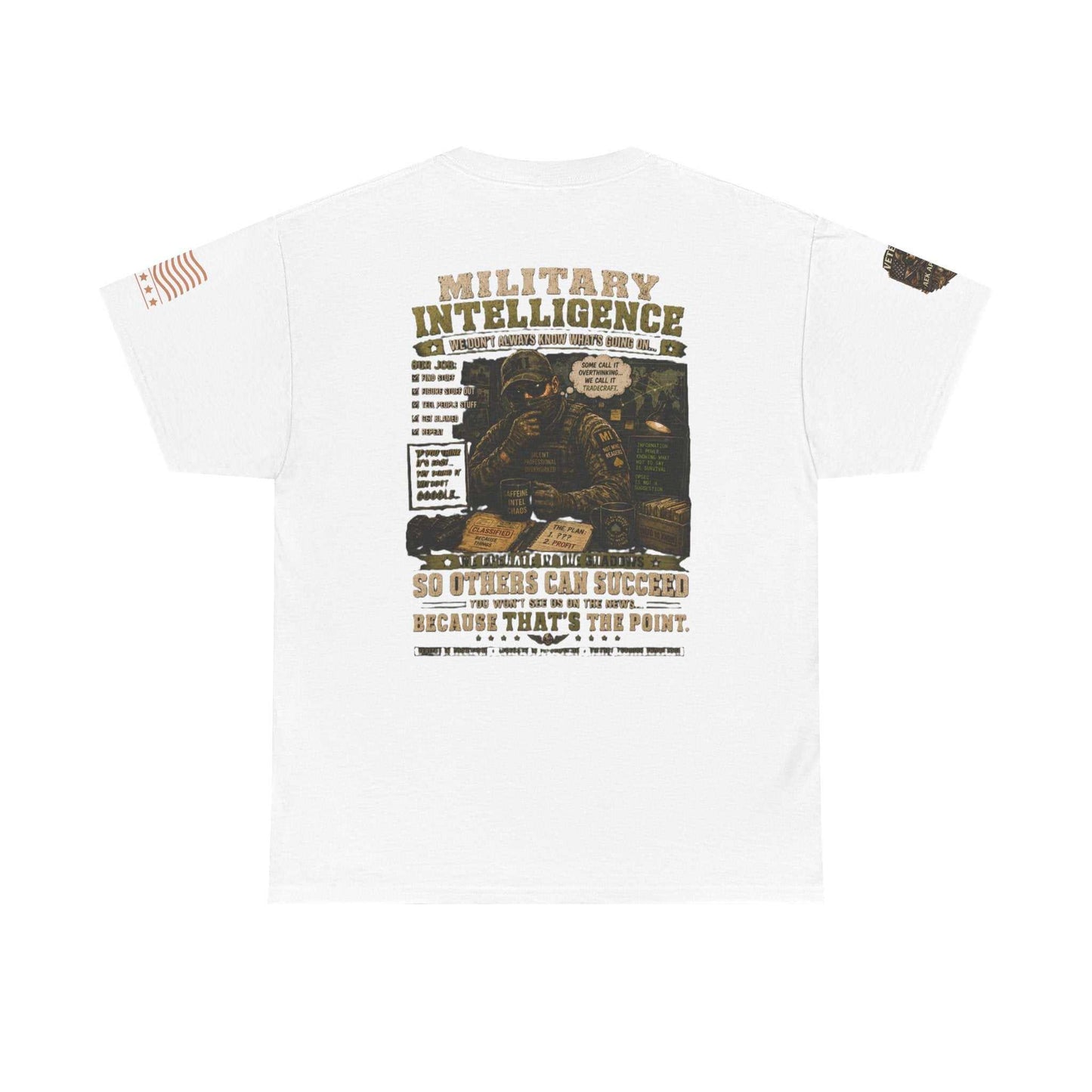 Military Intelligence Graphic Tee — Retro Soldier Design