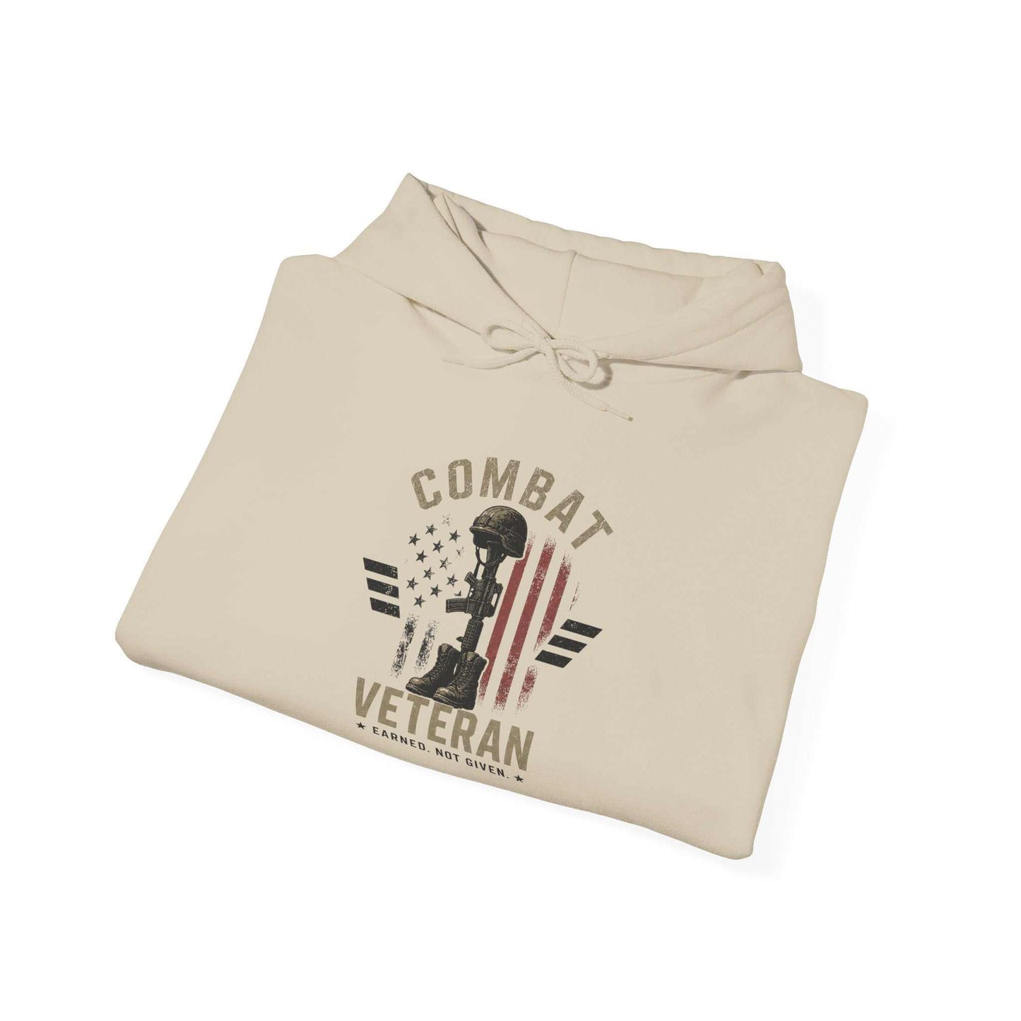Combat Veteran Hoodie — Patriotic Military Veteran Sweatshirt with 'Combat Veteran' Sleeve Graphics